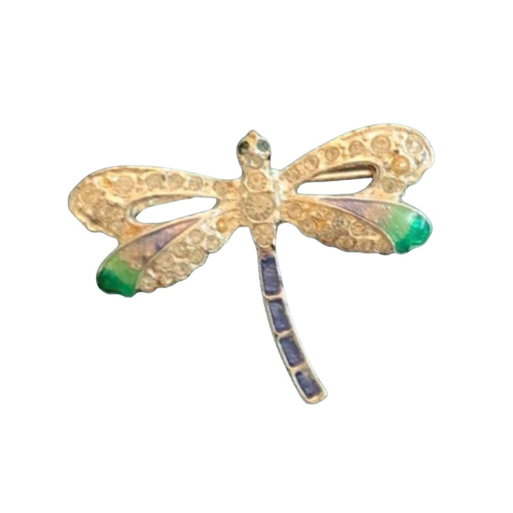 Vintage Rhinestone Dragonfly Brooch Pin